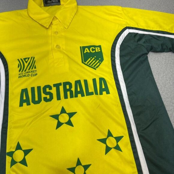 Australia Cricket Jersey Mens Medium Yellow ACB ICC World Cup National Team 40 - Picture 6 of 16